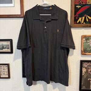 Polo Ralph Lauren Mens Black Embroidered Button Short Sleeve Shirt Size 2XLT